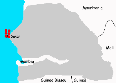 Senegal hotels map