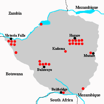 victoria falls map. inc Harare, Victoria Falls,