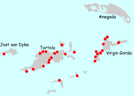 British Virgin Islands hotels map BVI