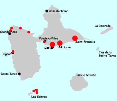Guadeloupe hotels map