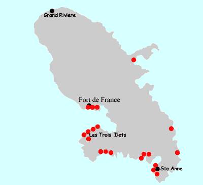 Martinique FWI hotels map