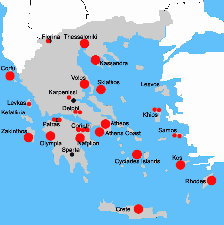 Map of Greek Hotels Greece