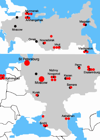 Russia Hotels map