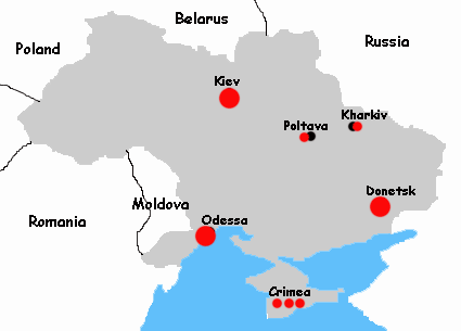 Ukraine hotels map