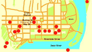 Perth WA hotels map
