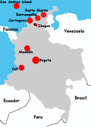 Colombia hotels map